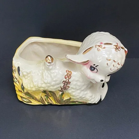 Vintage 23K Gold Guaranteed 1950s Lamb Planter - Picture 4 of 8